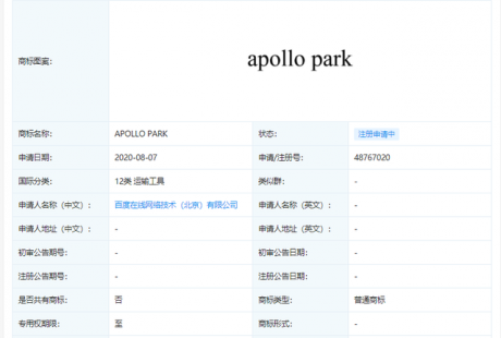 百度新增無人駕駛平臺“Apollo”系列商標